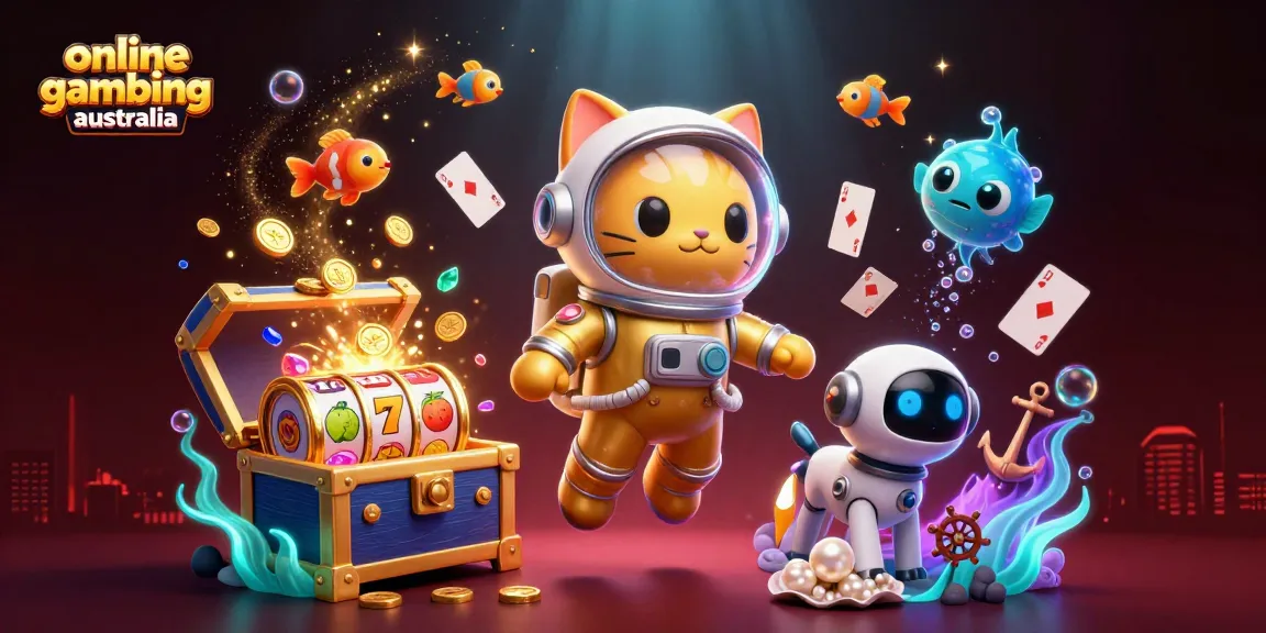 Experience online gambling australia with a vibrant casino-themed scene full of dynamic gaming action.