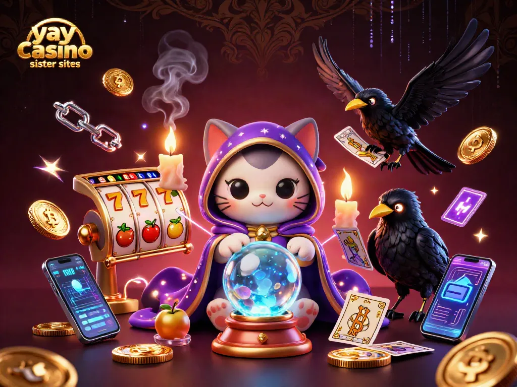 Engage in thrilling gameplay with Yay Casino sister sites as a mystical fortune teller and raven guide you.