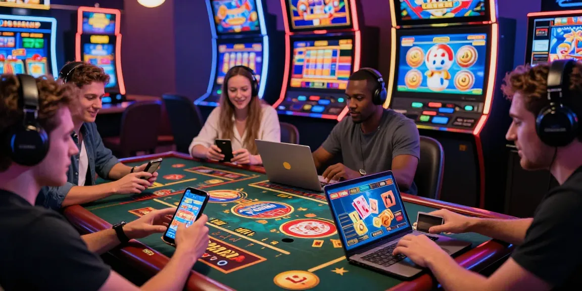 Players enjoying interactive games at casinos that accept credit cards in a lively virtual setting, highlighting excitement and fun.