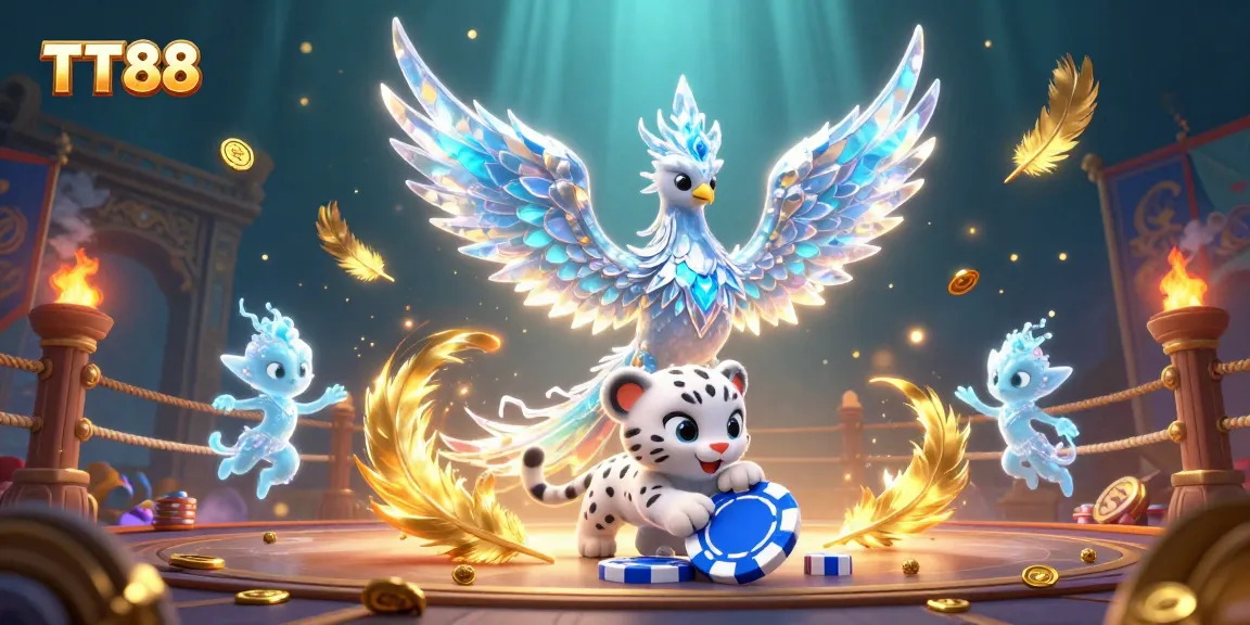 Engage in thrilling gameplay at TT88 with a phoenix, snow leopard, and magical sprites.