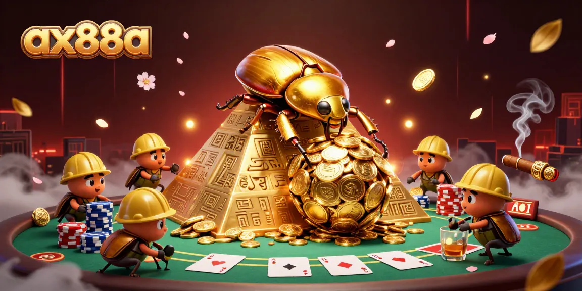 Experience the thrill of ax88a's jackpot with vibrant casino characters and golden elements.