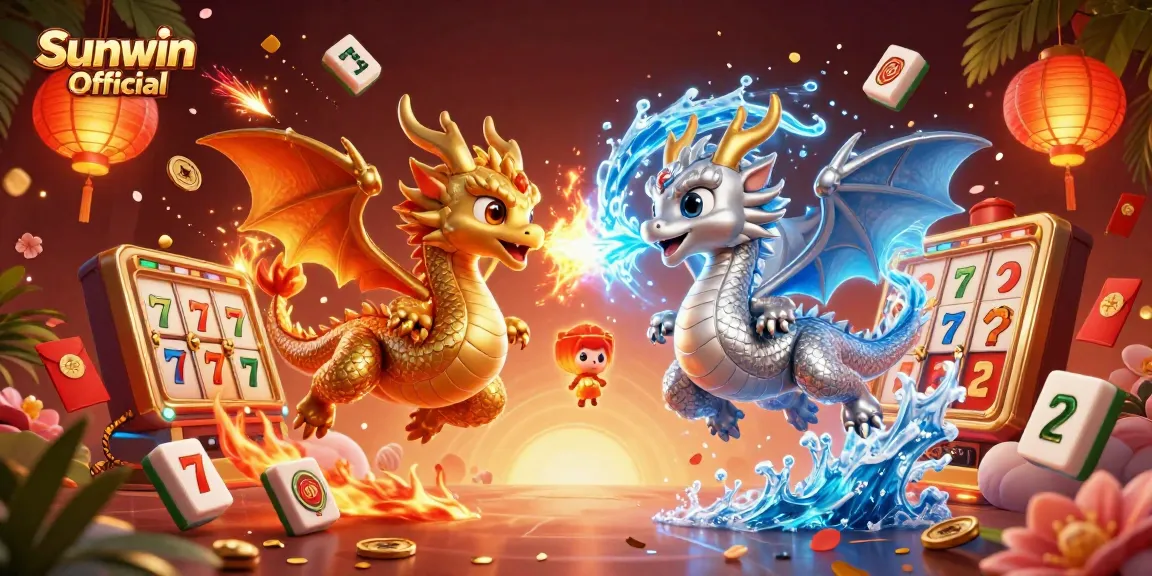 Experience thrilling gameplay with Sunwin Official, featuring vibrant dragons and dynamic casino elements.