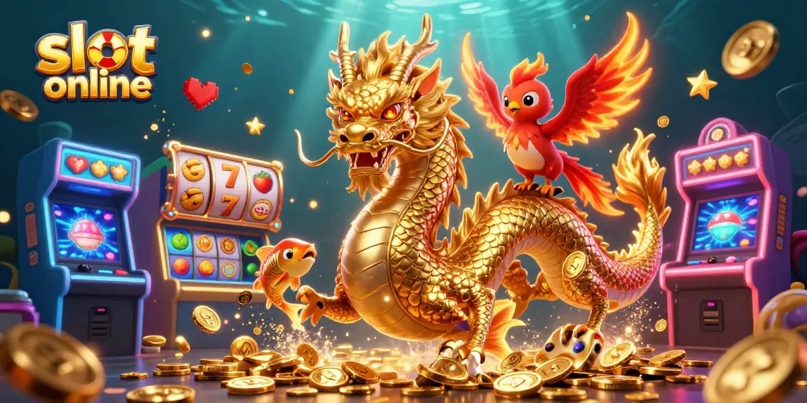 Menangkan permainan slot online dengan keberuntungan naga emas dan simbol jackpot di tengah suasana seru.