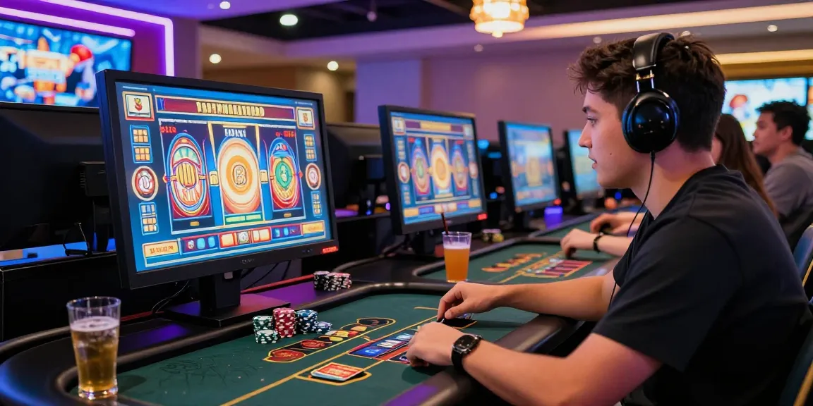 Player at a credit card casino enjoying vibrant slot games while surrounded by friends at https://mhfe.org.uk