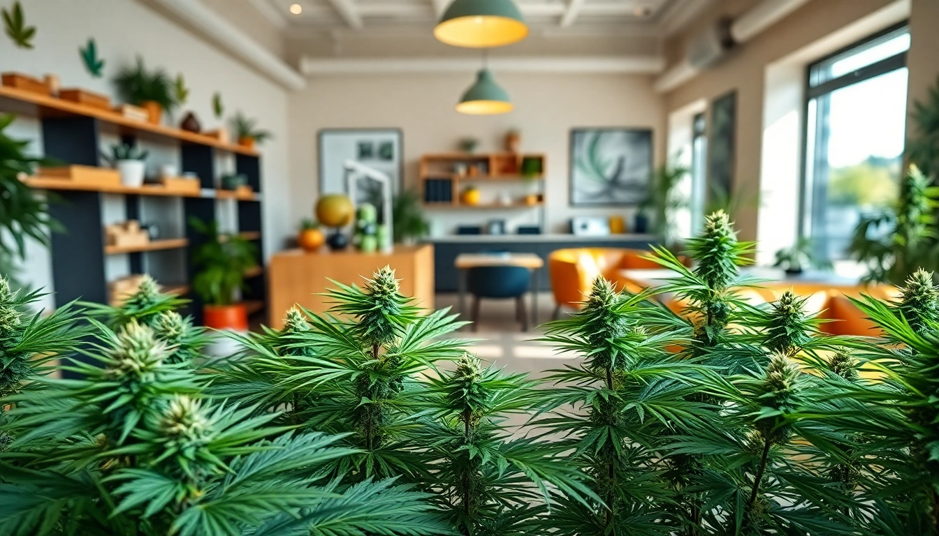 Showcase of Weedmaps Lloret de Mar with vibrant cannabis plants in a welcoming dispensary.