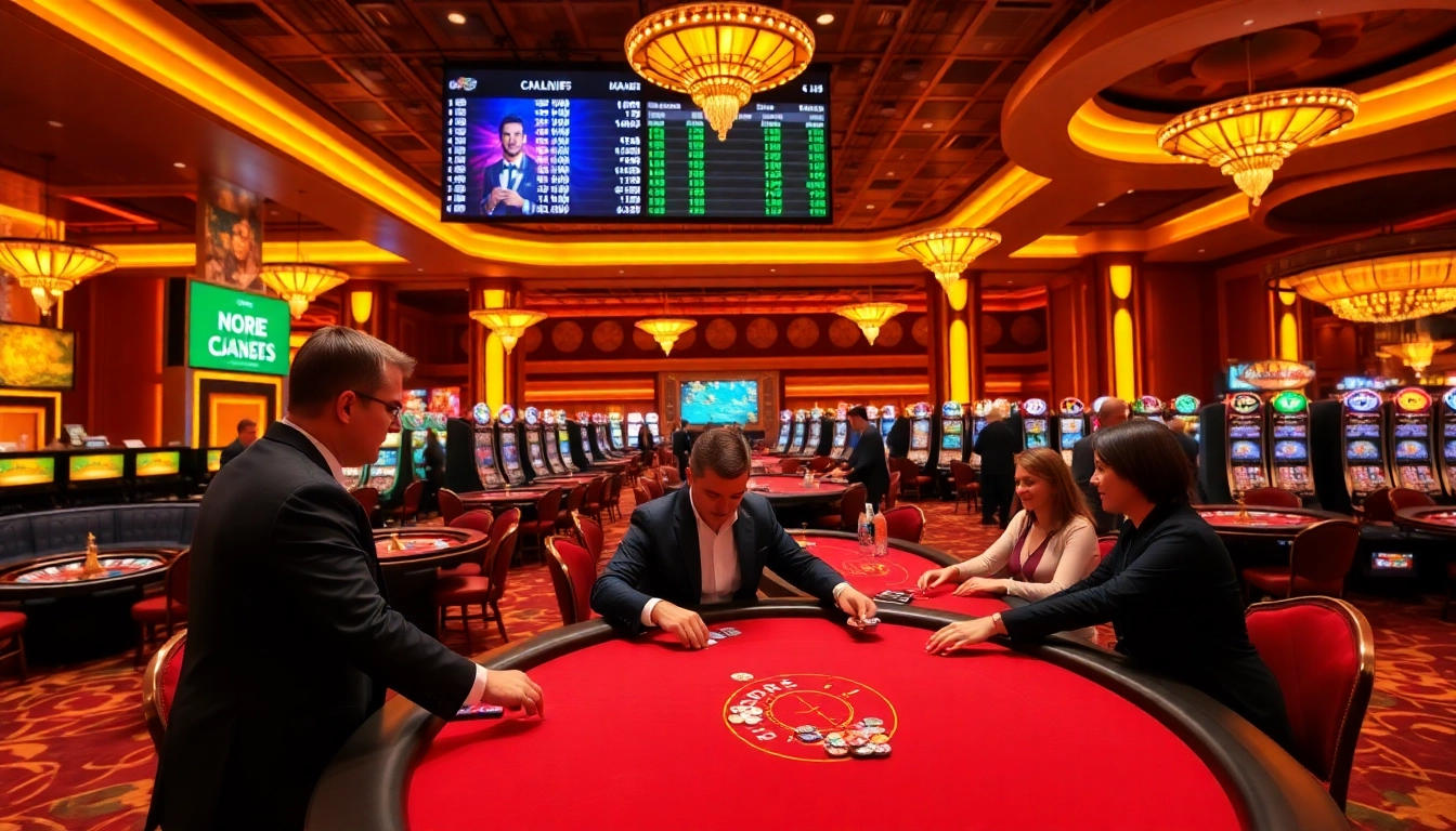 Experience thrilling casino action at https://thabet.vegas/ with poker tables and vibrant slot machines.