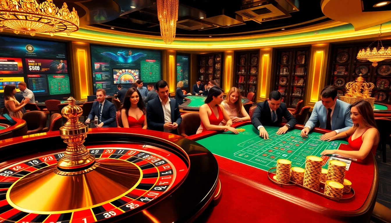 Experience the thrill of gambling with a vibrant casino scene at https://mk8th.net/ showcasing roulette and poker excitement.