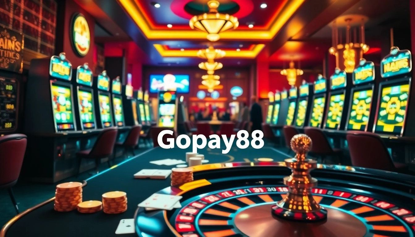 Experience thrilling gameplay at Gopay88 with vibrant casino tables and exciting slot machines.