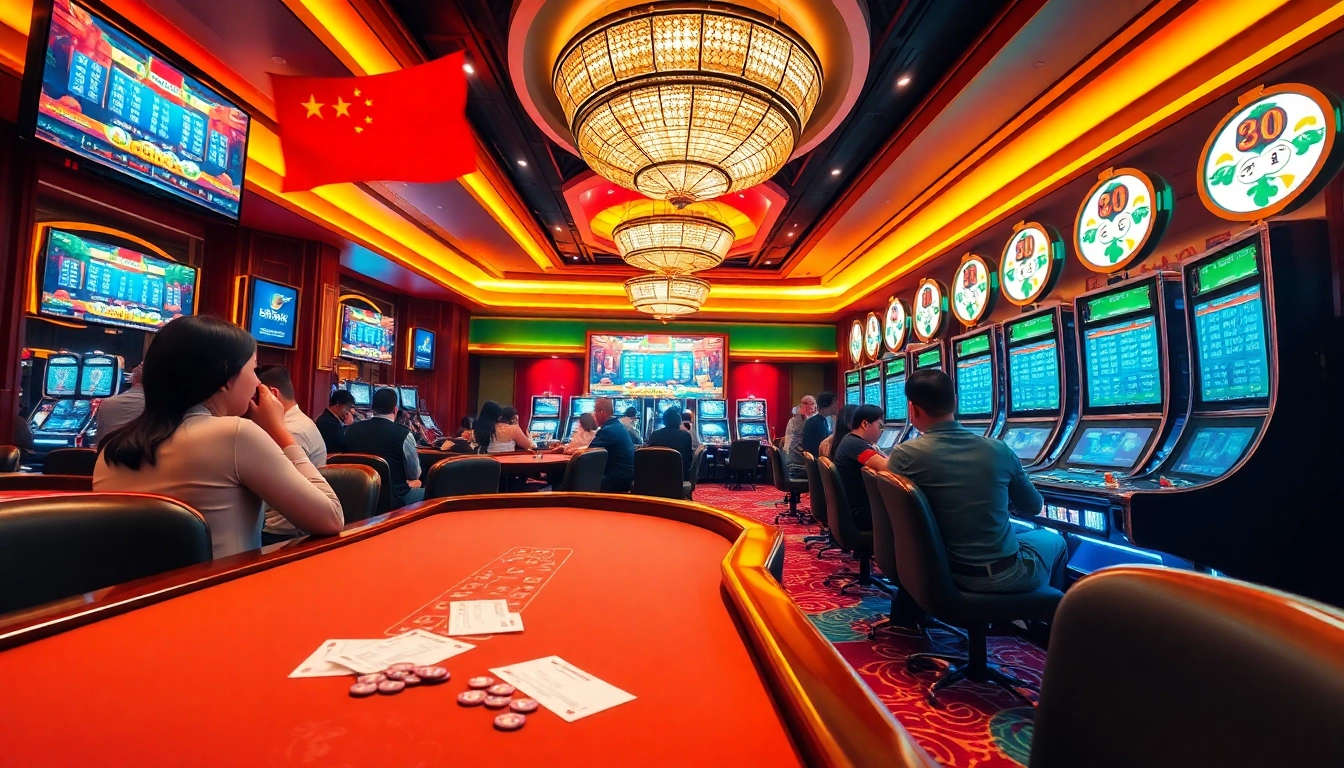 Live draw excitement with Pengeluaran China results in an opulent casino setting.