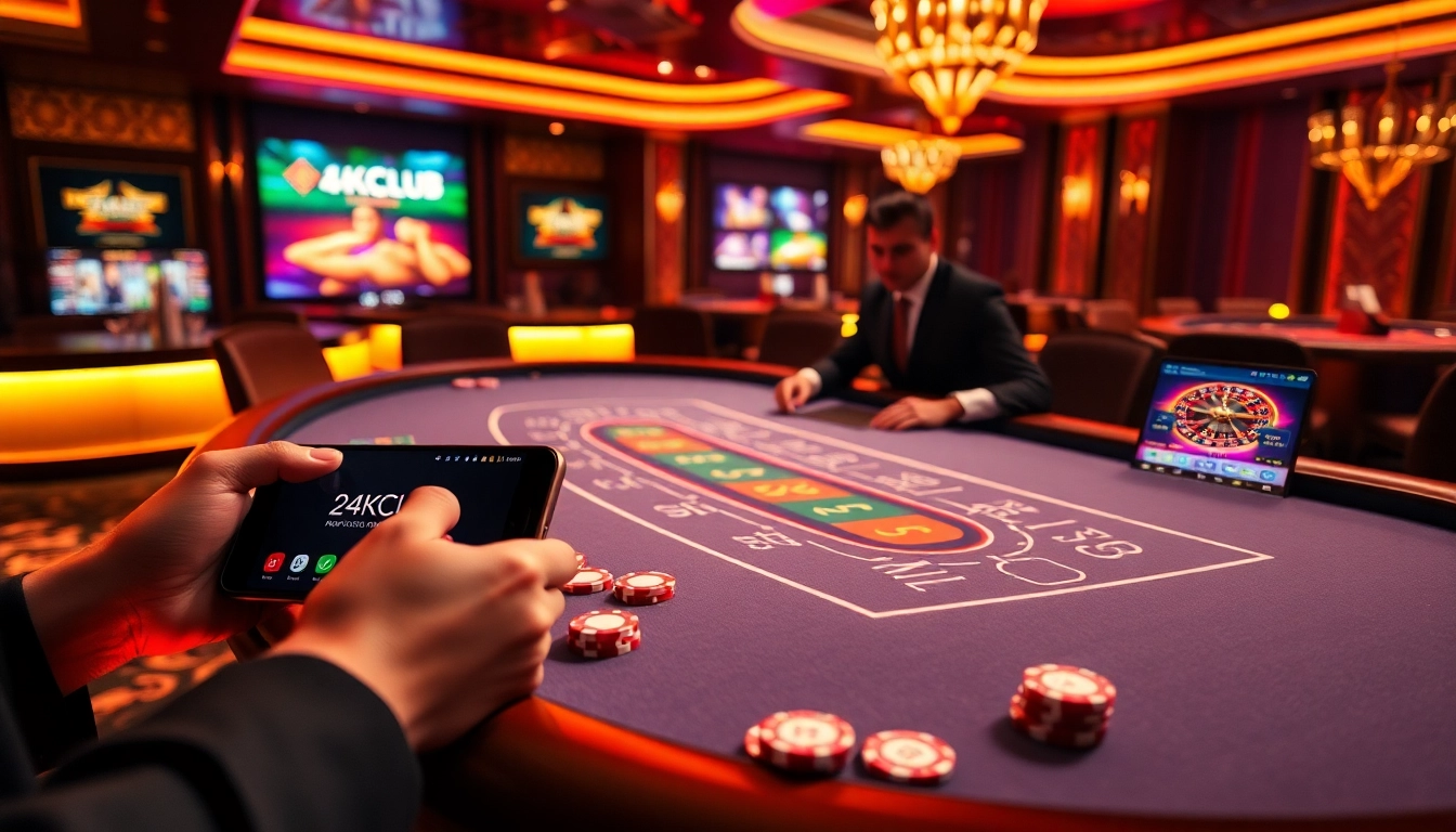 Trải nghiệm cảm giác cược căng thẳng tại 24kclub với chip poker và bàn blackjack.