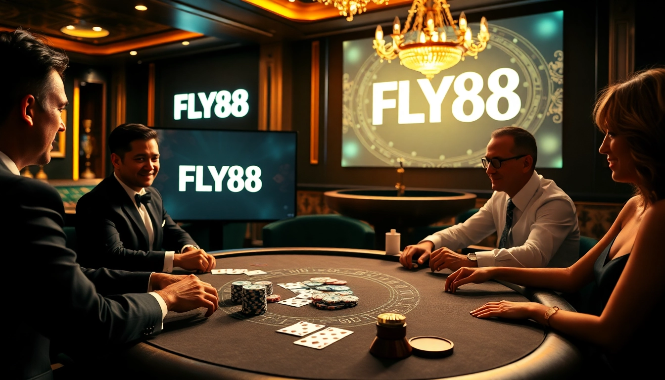 Gamble strategically at FLY88 with high-quality poker chips and a luxurious casino atmosphere.