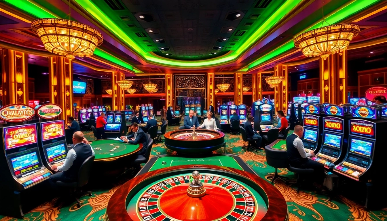 Experience luxury gaming at https://c168.it.com with players enjoying poker and roulette in a vibrant casino.