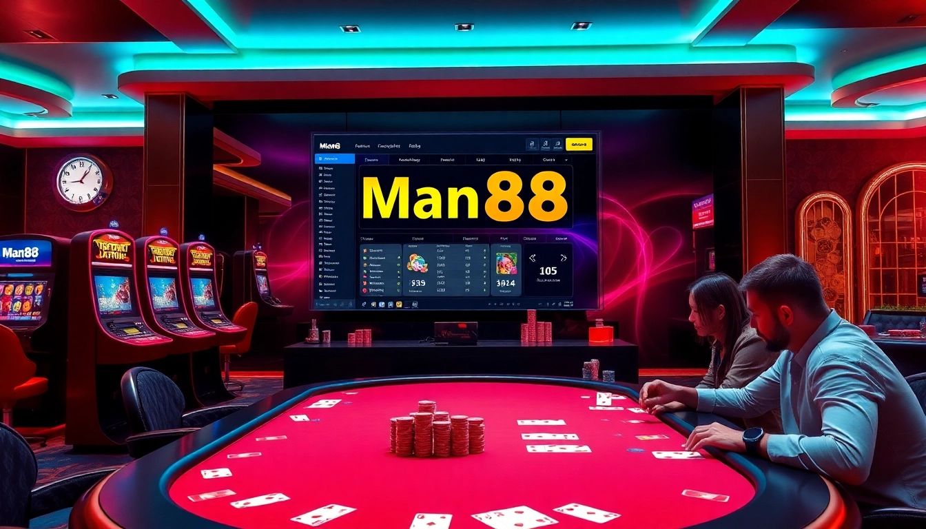 Engaging players at nhà cái Man88 with vibrant casino tables and thrilling betting experiences.