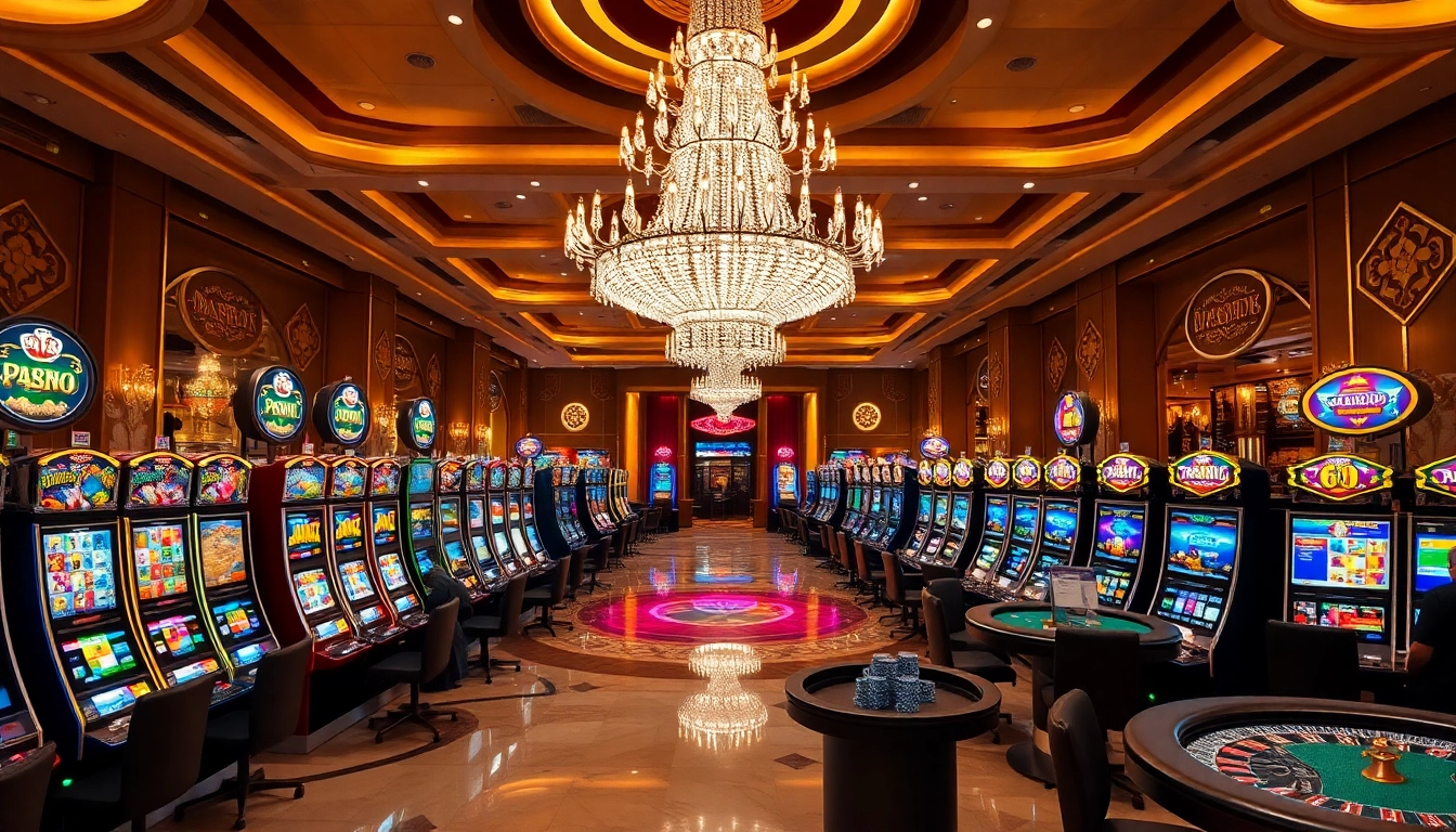 Experience the thrill of a luxurious slot terpercaya casino with vibrant machines and eager players.