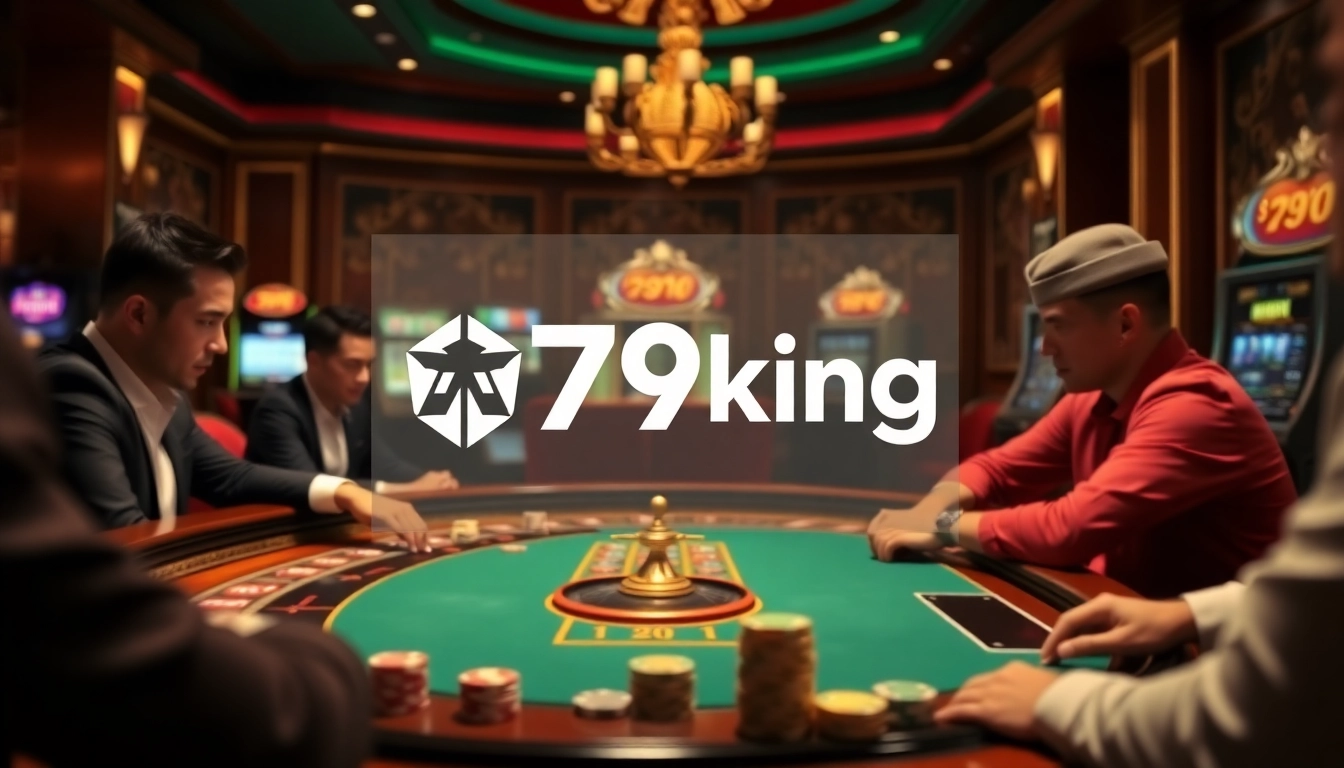 Immerse in the excitement of 79king with a vibrant casino scene featuring poker and roulette.